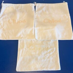 Set of 3 Chloé Dust Bags White 12” x 14” Designer Storage Authentic